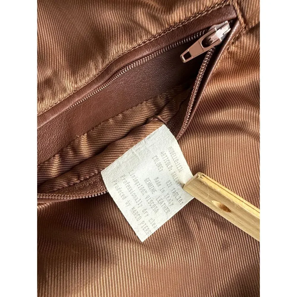 VTG Marco Pierguidi Italian Leather Jacket Mens Med Brown Car Chore Coat Italy⁠